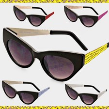 Austrian Crystal Rhinestone Sunglasses Bling Mask Cat Eye Retro Black Celebrity
