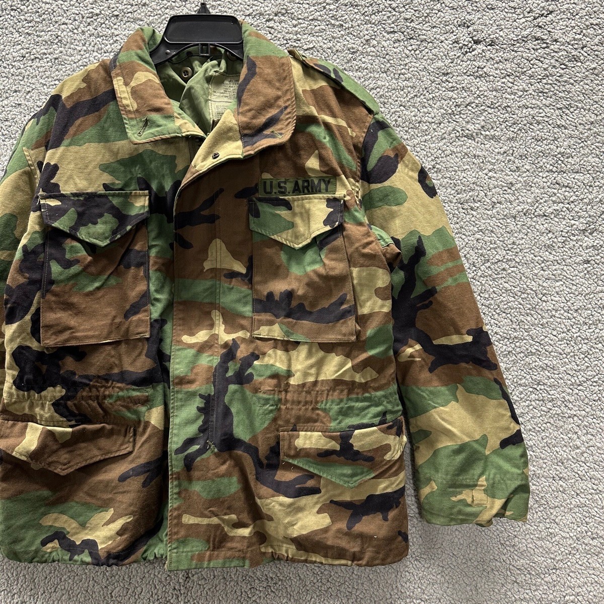 Military Jacket Woodland Camo Large Short Camouflage Pattern WWII