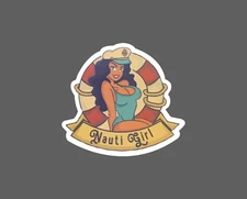 Nauti Girl Sticker Sailor Waterproof Nautical Ocean Beach Sailing Gift NEW