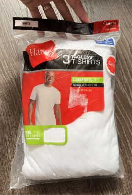 Hans 3 Tagless White Short Sleeve T Shirt Mens Size L