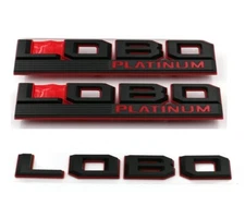 3x LOBO Platinum Emblems Fender Badge Logo FL3Z-16720-S Red Black