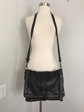 Costanza Rota Leather Studded Black Shoulder Bag Made In Italy