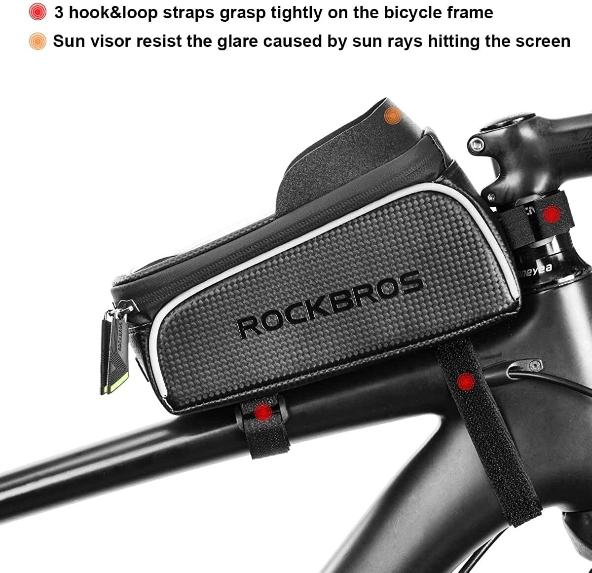 ROCKBROS borsa da bicicletta impermeabile borsa telaio borsa tubo superiore 6,0"" supporto cellulare foto 6