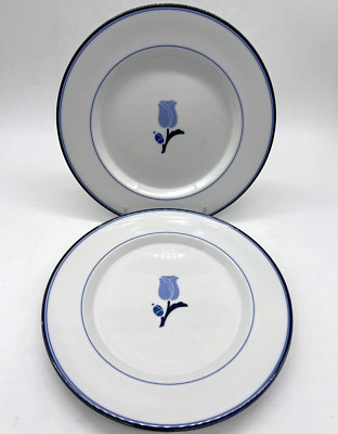 2 Vintage Dansk Tivoli Belles Fleurs 9'' Luncheon Plate Set Blue Tulip Japan