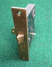 VINTAGE RUSSWIN 384 MORTISE LOCK w/KEY - 5 7/8" BRASS FACE, 2 3/4 BS (11154-3)