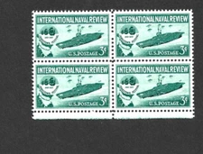 US STAMP 1091 Naval Review block of 4, mint NH OG 3c GREEN FREE SHIP
