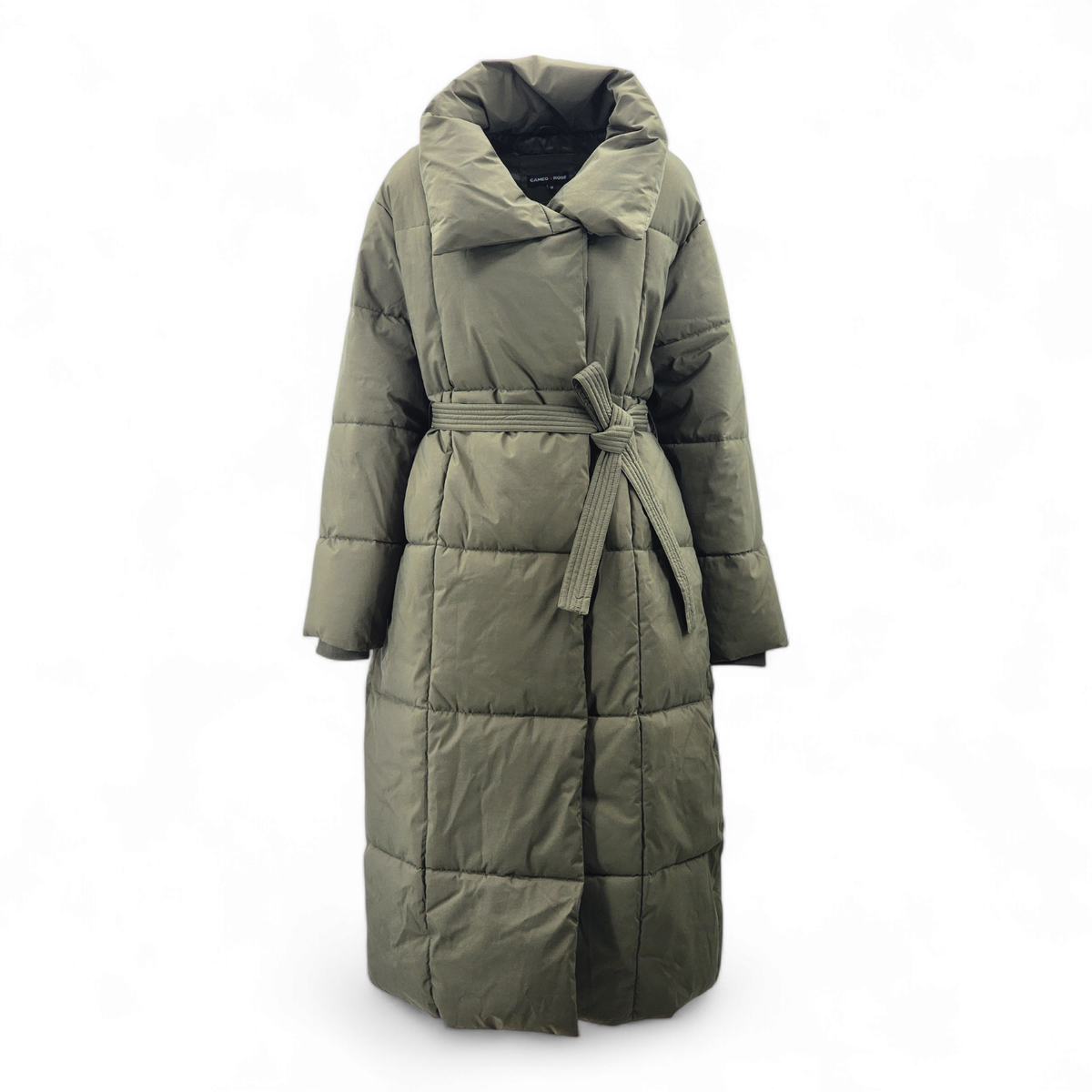 Cameo Rose Khaki Collared Wrap Puffer Coat UK