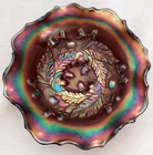 ca 1910 FENTON CARNIVAL GLASS COBALT ACORN Rainbow/Iridescent/Iridized,No Chips