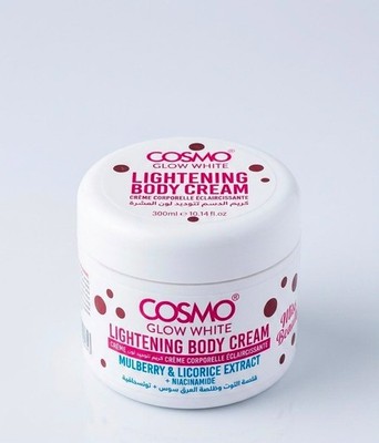 COSMO Glow White Skin Lightening Body Cream, Mulberry Licorice Niacinamide 300ml
