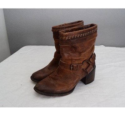 Freebird Tahoe Ankle Boots 10 Brown Leather Harness Distressed Womens READ