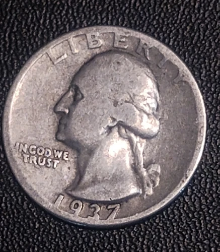 1937 Washington Quarter Silver 25C Circulated US Coin Uncertified 0.9 Fineness