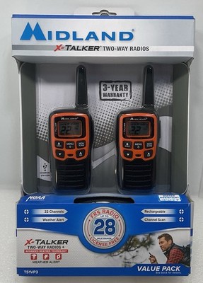 Midland X-talker T51VP3 28 Mile Range Two Way FRS Radios 22 CHANNELS