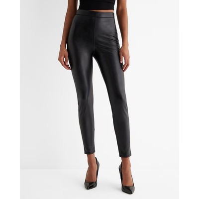 NEW Express Black Super High Waisted Faux Leather Leggings S Womens