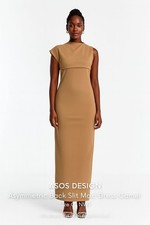 *ASOS DESIGN Asymmetric Back Slit Maxi Dress Camel Size 0 New With Tags