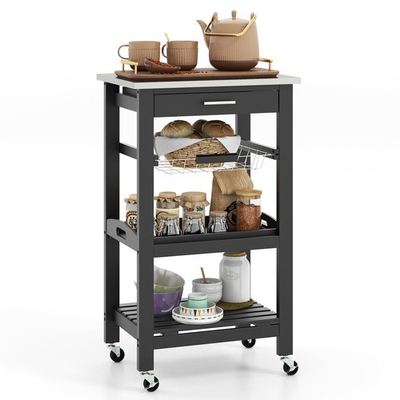 #ad Small Kitchen Island Cart 4 Tier Microwave Storage Rack with Stainless Steel... $116.24