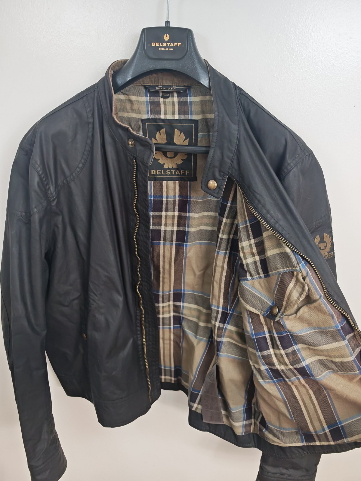 Belstaff Kelland Waxed Cotton Jacket Black Size IT 52 Moleskin Lined Full Zip image 6