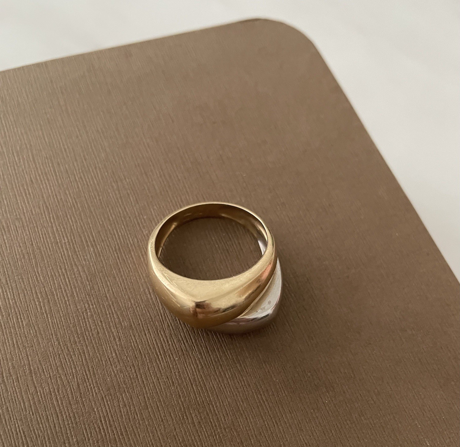 14k Solid Gold Two Tone Geometric Ring - image 4