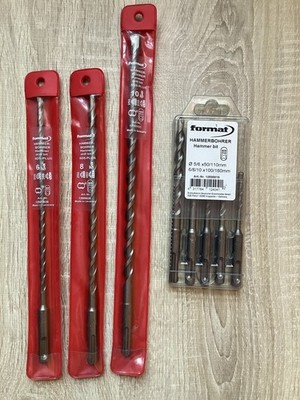 SDS Plus Hammerbohrer Set 5 / 6 / 8 / 10 inkl. 3x lang in 6 / 8 / 10