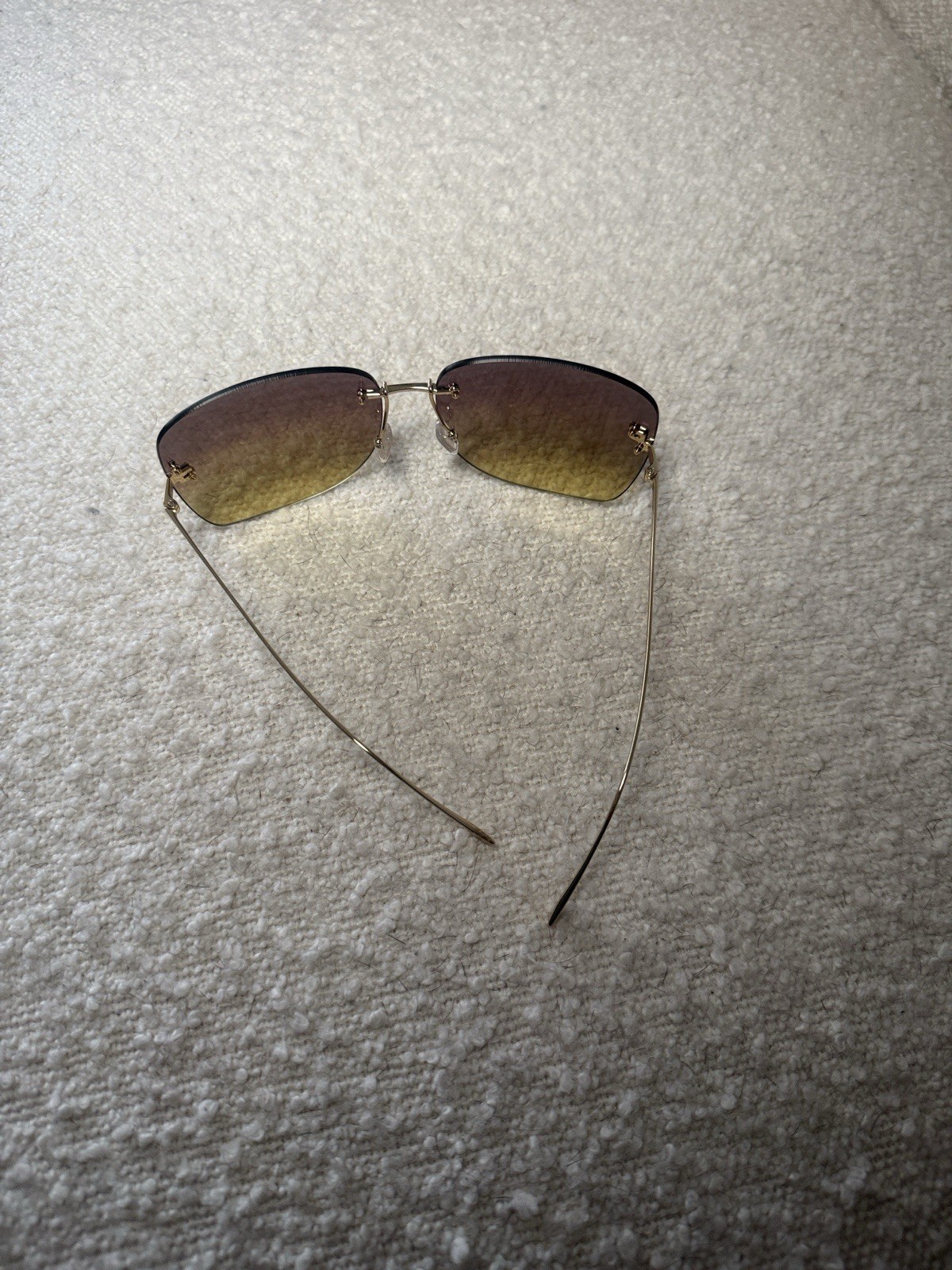 Fendi Rimless Oversized Square Sunglasses Gold Brown Gradient Yellow NWT thumbnail 7