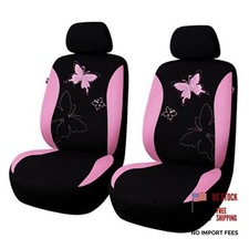 Butterfly Car Seat Covers Ful Set Fashion Universal Lady 2 Fronts Pink Lace
