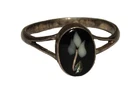 Vintage Signed Black Onyx with Cream Flower Sterling Silver Ring 1.3 Gram Size 6