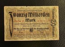 GERMANY Dresden 20 Milliarden Mark 26.10.1923,  VF