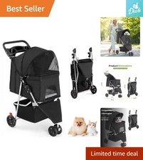 Travel-Friendly 3-Wheel Pet Stroller - Ideal for Small Dogs & Cats Outdoors