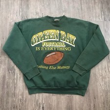 VINTAGE Distressed Tultex Green Bay Packers Sweatshirt Mens LARGE Green Faded