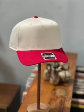 Otto Trucker 5 panel Cap - Tan crown with red visor