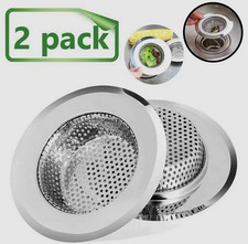 2PCS 4.5in Kitchen Sink Strainer Stopper Stainless Steel Drain Basket Waste Plug
