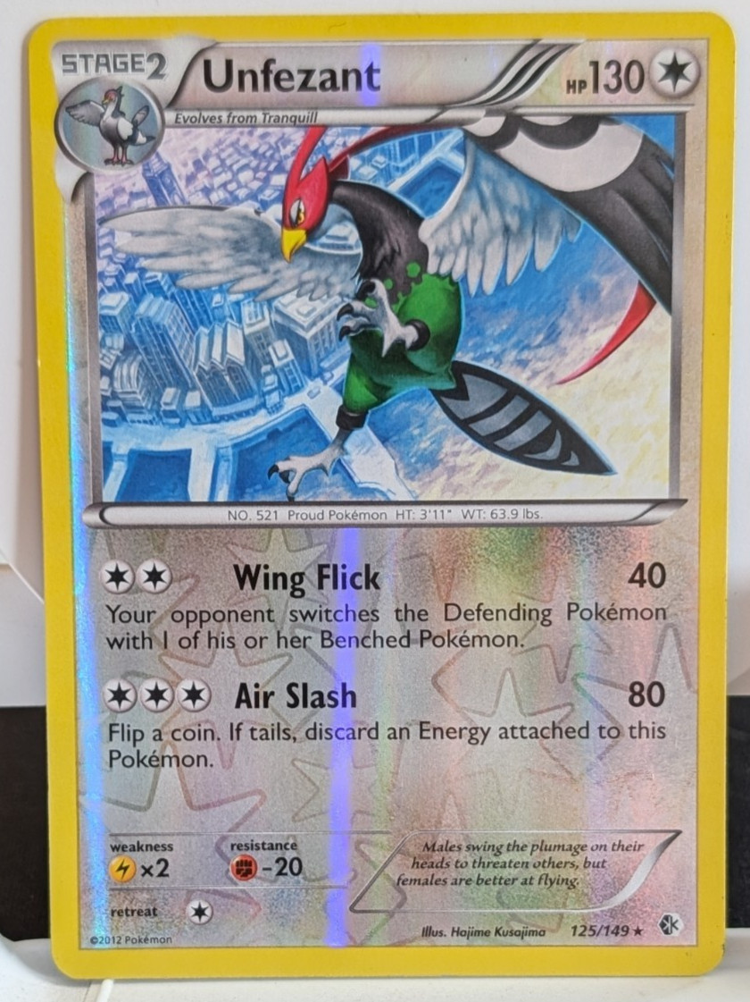 Pokemon TCG - 2012 Unfezant Boundaries Crossed REVERSE 125/149 Card