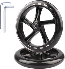 2-Pack 200mm Scooter Replacement Wheels - 8-Inch for 8 inches, Black 