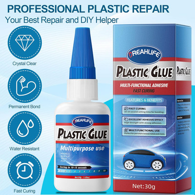 Super Glue for Plastic Repair, 30g Plastic Glue Strong Adhesive, Heavy Duty G...