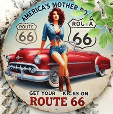 ROUTE 66 ALUMINUM Sign Rustic Metal Sign RETRO Garage Man Cave  GAS DINER OIL