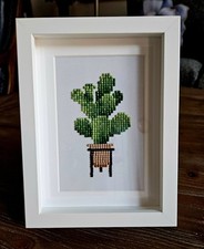 Finished, Framed Mini 6" x 8" Diamond Painting Art-Cactus plant Ready to display
