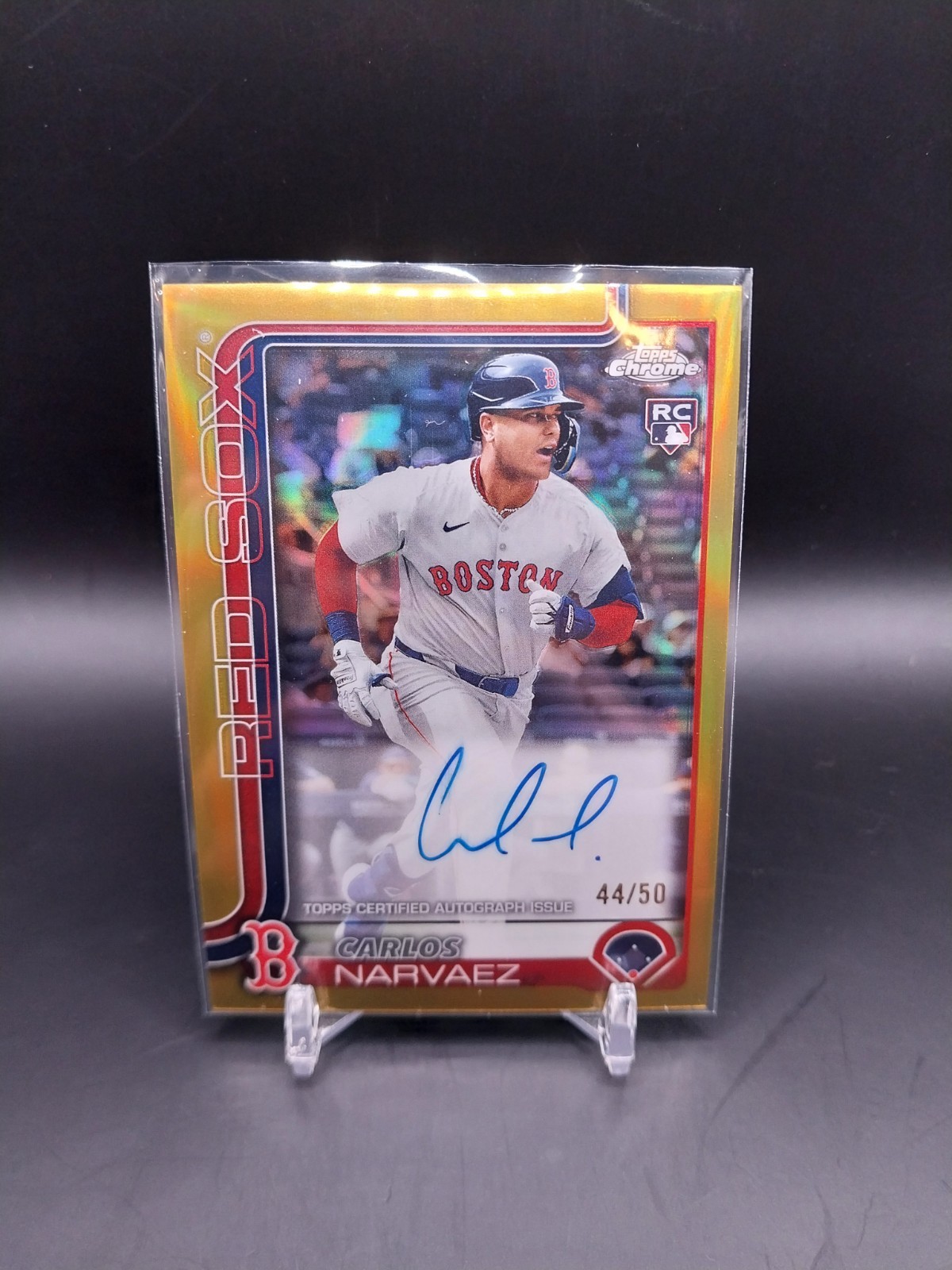 2025 Topps Chrome Carlos Narvaez True Gold Refractor Rookie RC Auto /50 A32