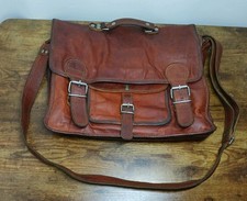 Large Vintage Gusti Leder Tan Leather Messenger Bag - Nice Patina