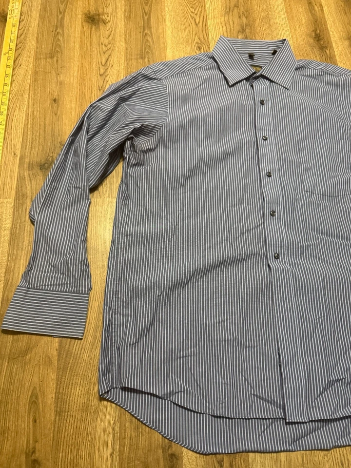 Donald J. Trump Shirt Men's 16.5 32/33 Blue White Striped Long Sleeve Button Up - Image 3 of 4