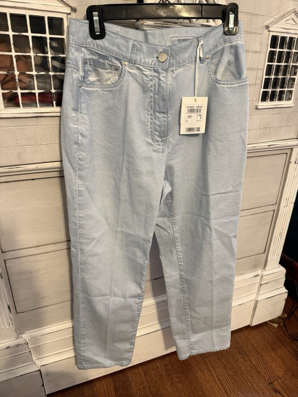 Peserico Women’s Skinny Light Blue Cotton Denim Jeans 5-Pocket Button NWT