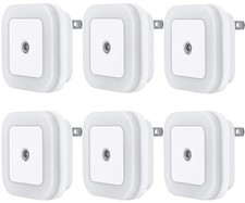 Energy Saving Plug-in LED Night Light w/ Auto Dusk to Dawn Sensor 6 CT 