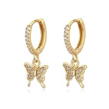 Gold Butterfly Earrings for Women Butterfly Dangle Earrings Rhinestone Butterfly