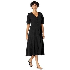 Madewell Floral Jacquard Puff-Sleeve Button-Front Midi Cotton Black Flowy 16