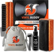 5-in-1 Vinyl Record Cleaning Kit Premium Hardwood Velvet  Microfiber Brush