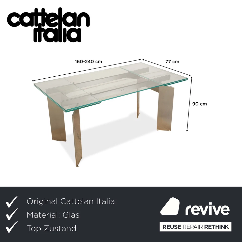 Tavolo In Vetro Cattelan Italia Argento 160-240 X 77 Cm - Immagine 2 di 4