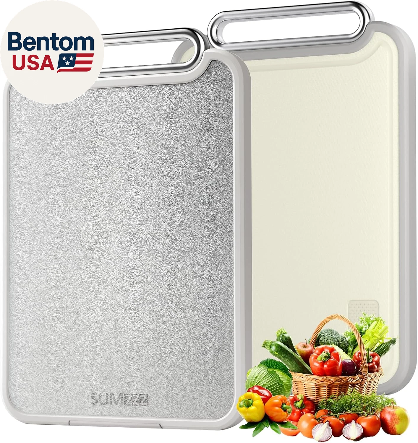 Stainless Steel Cutting Board Double Sided Steel Food Grade PP, Large Chopping B