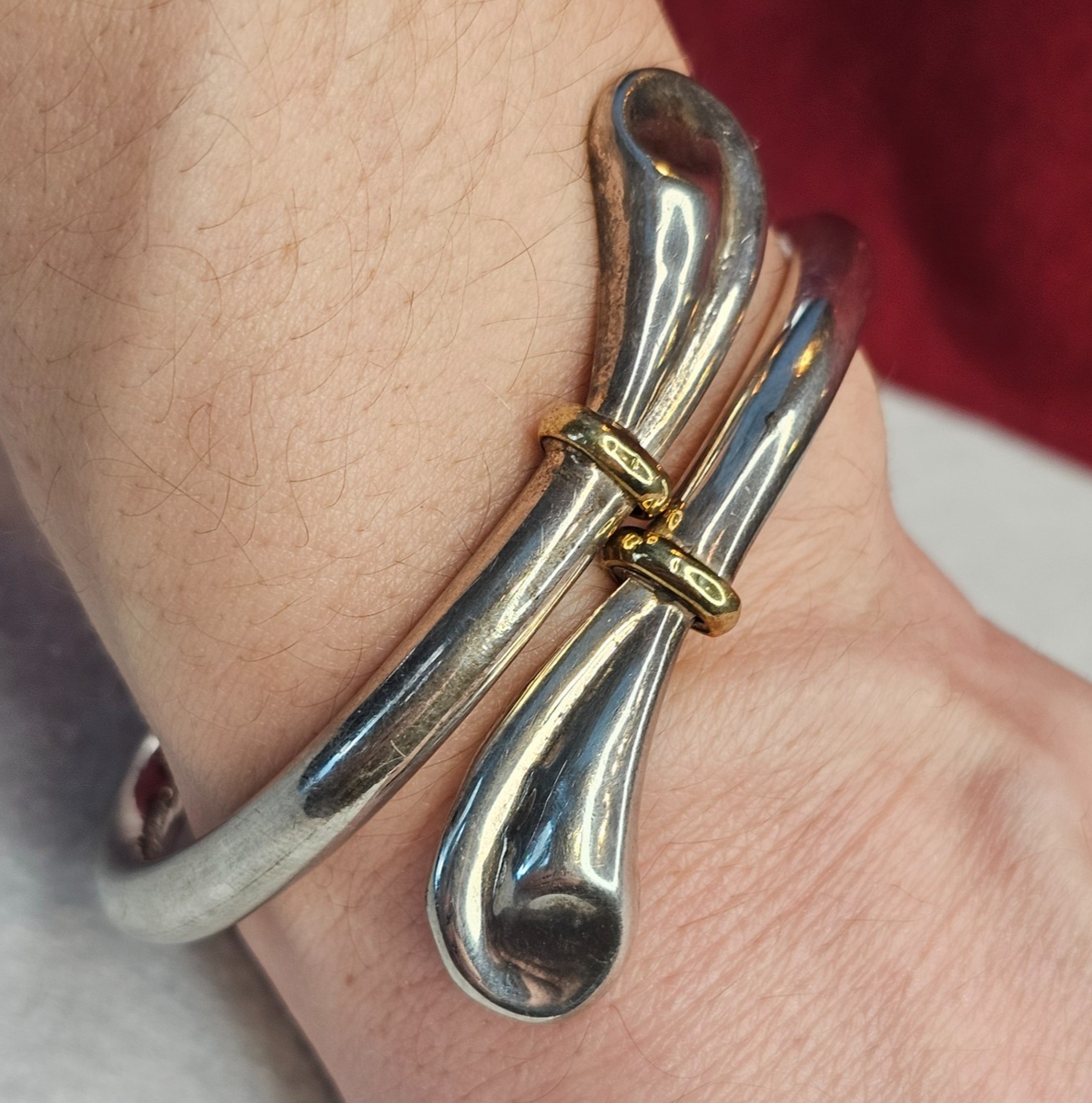 Vintage Taxco Sterling Silver Hinged Bracelet 925 Mexico TD-77 29g