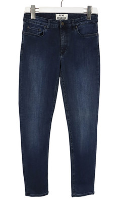 ACNE STUDIOS Skin 5 Deep Jeans Damen W30/~L28 Faded Whiskers Zip Fly Stretch