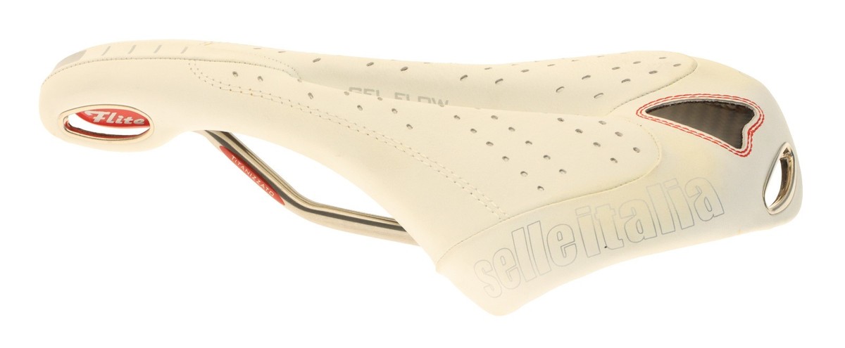 Selle Italia Flite Gel Flow Saddle Ti Rail White Perf. Leather NOS