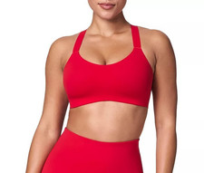 Spanx 50475R Flexfeel Medium Impact Padded Wireless Sports Bra black, azure NEW