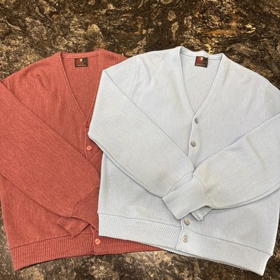 Vintage Arnold Palmer Cardigan Sweater Mens Size L Beige Robert